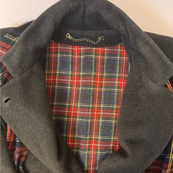 VTG Women's 12/14 Black Charcoal Union Made In USA Thick 100% Wool Long Trench - Picture 13 of 16